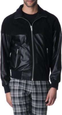 ALEXANDER MCQUEEN Leather and suede bomber jacket