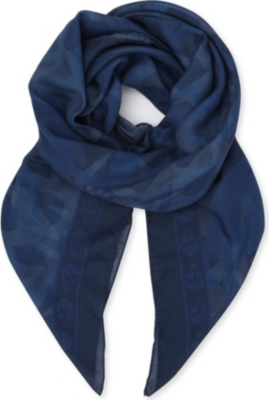 ALEXANDER MCQUEEN Skull and camouflage-print cotton and cashmere-blend scarf