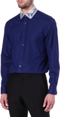 ALEXANDER MCQUEEN Floral silk-collar single-cuff shirt