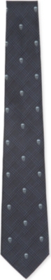 ALEXANDER MCQUEEN Checked embroidered-skull tie
