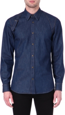 ALEXANDER MCQUEEN Harness slim single-cuff denim shirt