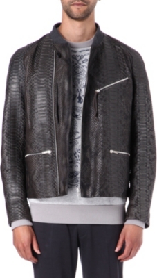 ALEXANDER MCQUEEN Asymmetric python-skin bomber jacket
