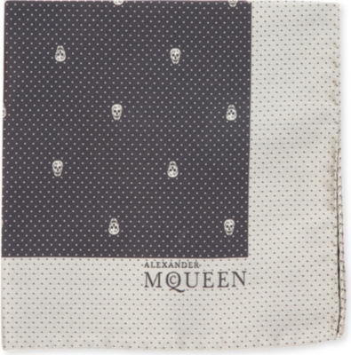 ALEXANDER MCQUEEN Skull and polka-dot silk pocket square