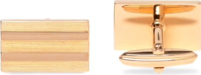LANVIN Rectangle striped gold-toned cufflinks