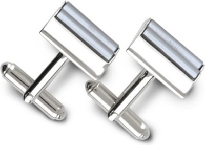 SIMON CARTER Haematite roll top cufflinks (Black