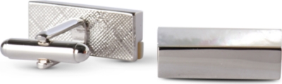 SIMON CARTER Mother&ndash;of&ndash;pearl stripe cufflinks (White