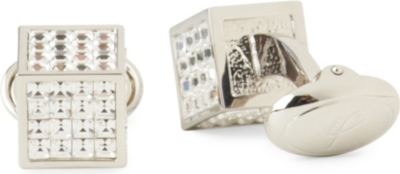 IAN FLAHERTY Crystal-embellished cube cufflinks
