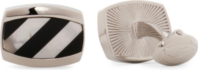 IAN FLAHERTY Mother-of-pearl and onyx striped cufflinks