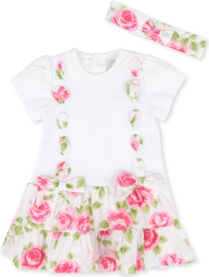 EMILE ET ROSE Floral dress with headband 3-24 months