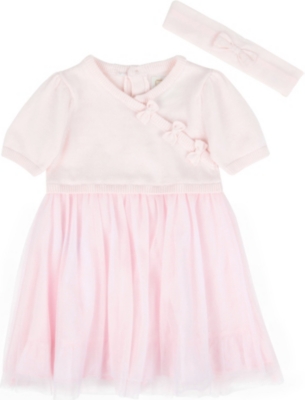 EMILE ET ROSE Knit and tulle dress with headband 3-24 months