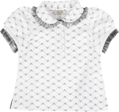 ARMANI JUNIOR Mesh detail logo polo shirt 6 months-2 years