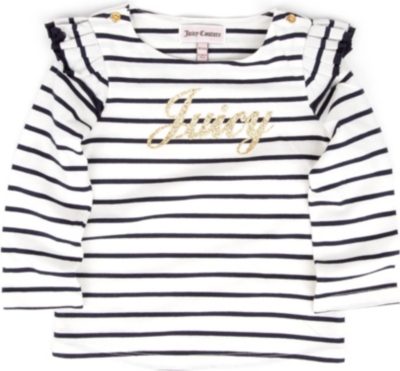 JUICY COUTURE Striped glitter-logo t-shirt 3-24 months
