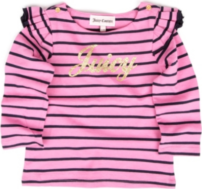JUICY COUTURE Striped glitter-logo t-shirt 3-24 months