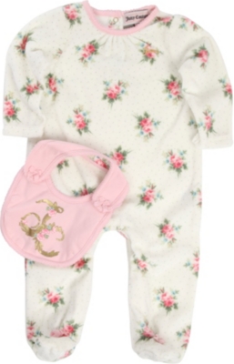 JUICY COUTURE Floral jersey baby-grow and bib set 0-9 months