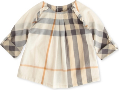BURBERRY Check blouse with frill 3 months-3 years