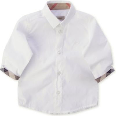 BURBERRY Poplin shirt with check cuffs 3 months-3 years