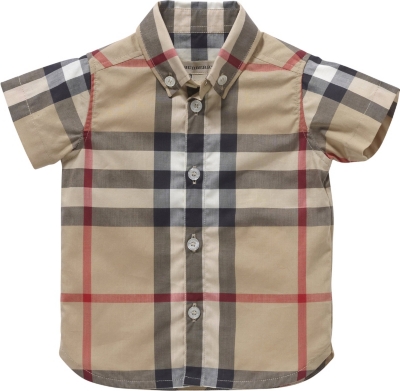 BURBERRY Check short-sleeve shirt 3 months&ndash;3 years