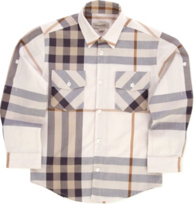 BURBERRY Check long-sleeve shirt 4-14 years