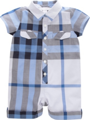 BURBERRY Checked short all-in-one 1-9 months