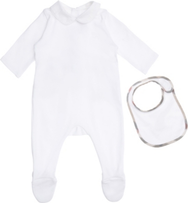 BURBERRY Baby-grow and bib set 1-9 months (White