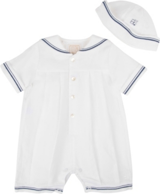 EMILE ET ROSE Sailor bodysuit and hat 1-9 months