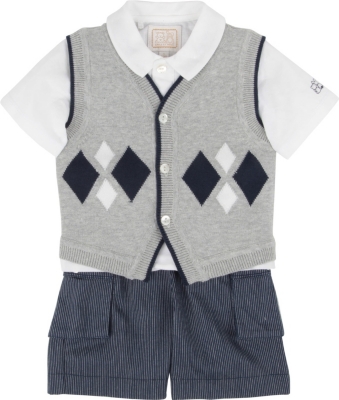 EMILE ET ROSE Polo shirt, waistcoat and shorts set 3-24 months