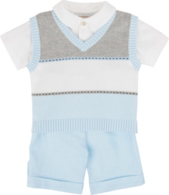 EMILE ET ROSE Polo shirt, knitted vest and shorts set 3-24 months