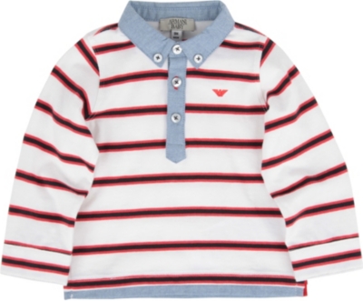 ARMANI JUNIOR Long-sleeved striped polo shirt 6-24 months