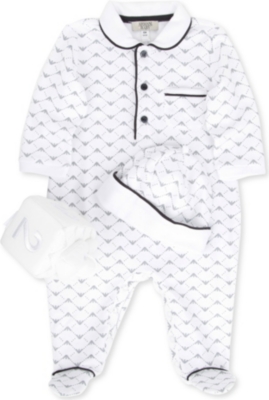 ARMANI JUNIOR Three-piece baby-grow, hat and dice set 1-9 months