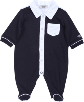 ARMANI JUNIOR Logo detail sleepsuit 1-9 months