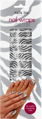 NAILS INC Black and white zebra nail wraps