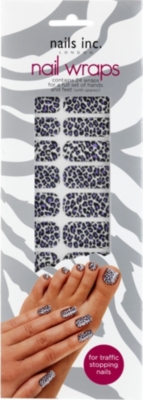 NAILS INC Leopard print purple white nail wraps