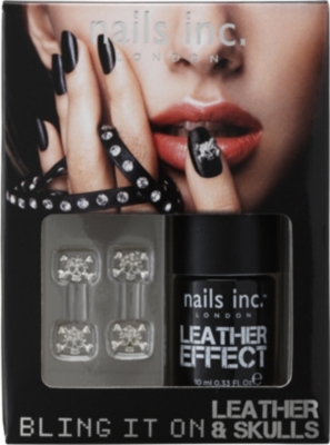 NAILS INC Bling It On Leather & Skulls nail polish - black