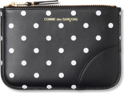 COMME DES GARCONS Polka dot-print leather pouch