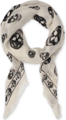 ALEXANDER MCQUEEN Skull-print silk-chiffon scarf