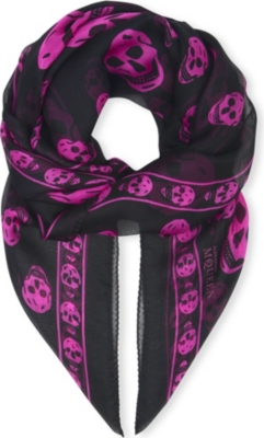 ALEXANDER MCQUEEN Skull-print silk-chiffon scarf