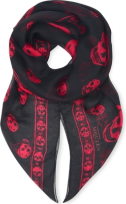 ALEXANDER MCQUEEN Skull-print silk-chiffon scarf