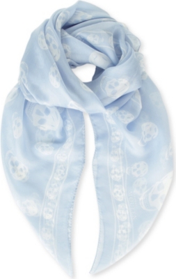 ALEXANDER MCQUEEN Skull-print silk-chiffon scarf