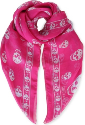 ALEXANDER MCQUEEN Skull-print silk-chiffon scarf