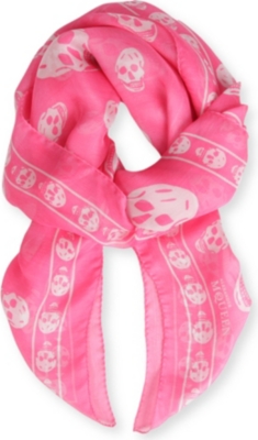 ALEXANDER MCQUEEN Skull-print silk-chiffon scarf