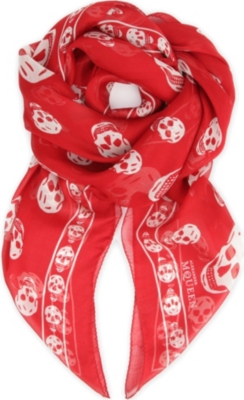 ALEXANDER MCQUEEN Skull-print silk-chiffon scarf