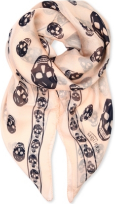 ALEXANDER MCQUEEN Skull-print silk-chiffon scarf