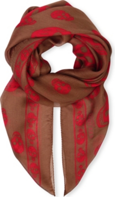 ALEXANDER MCQUEEN Skull-print silk-chiffon scarf