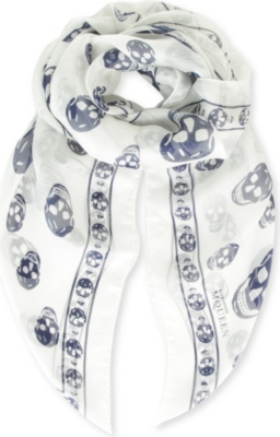 ALEXANDER MCQUEEN Skull-print silk-chiffon scarf