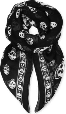 ALEXANDER MCQUEEN Skull-print silk-chiffon scarf