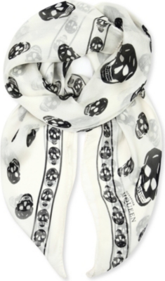 ALEXANDER MCQUEEN Skull-print silk-chiffon scarf