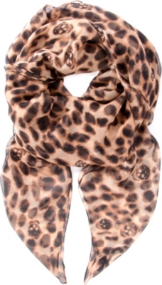 ALEXANDER MCQUEEN Leopard Skull silk-chiffon scarf