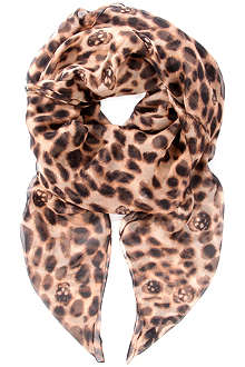 ALEXANDER MCQUEEN Leopard Skull silk-chiffon scarf