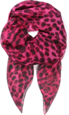 ALEXANDER MCQUEEN Leopard Skull silk-chiffon scarf