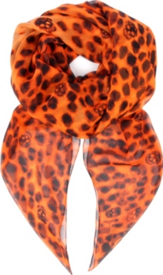 ALEXANDER MCQUEEN Leopard Skull silk-chiffon scarf